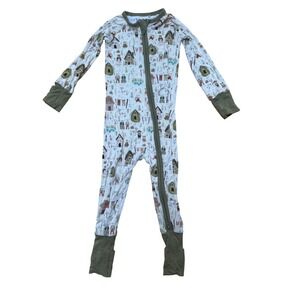 Kindthing Frog Pond Cottage Modal Zipper Romper Sleeper Green 12-18M